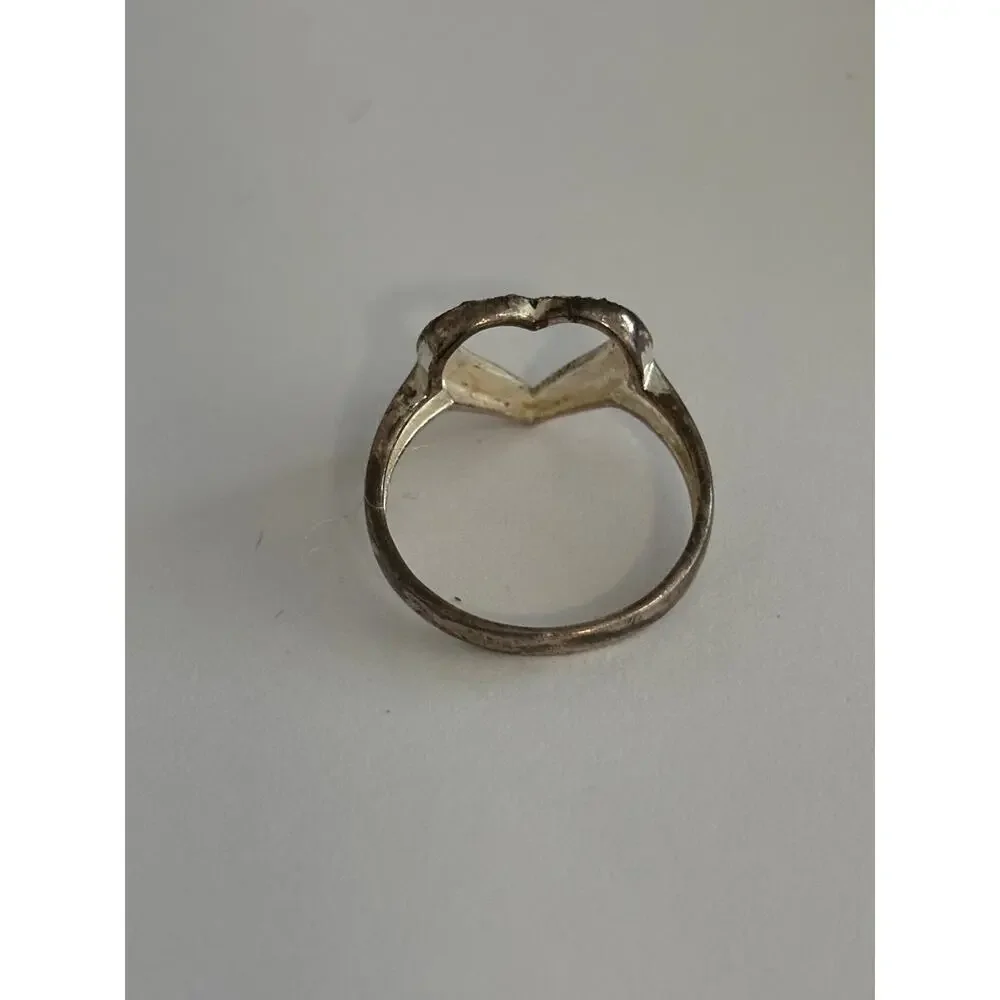 Vintage Dainty Sterling Silver Ring Heart Marcasite